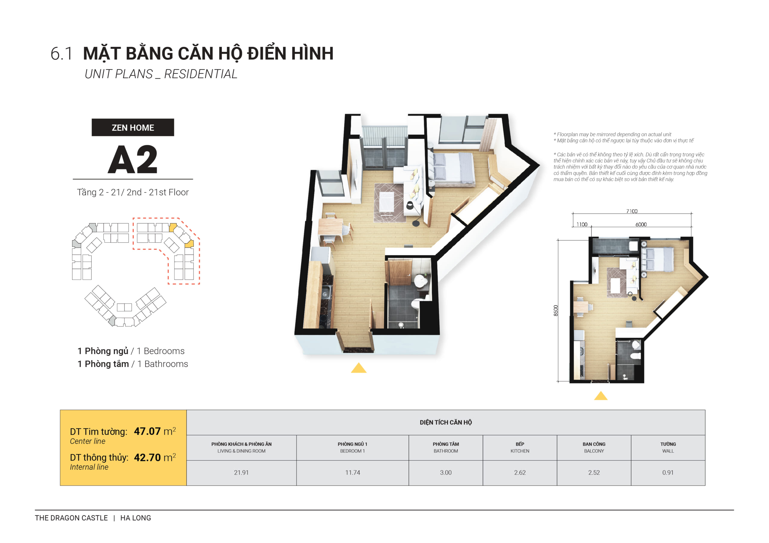 thiết kế căn 1 ngủ của chung cư