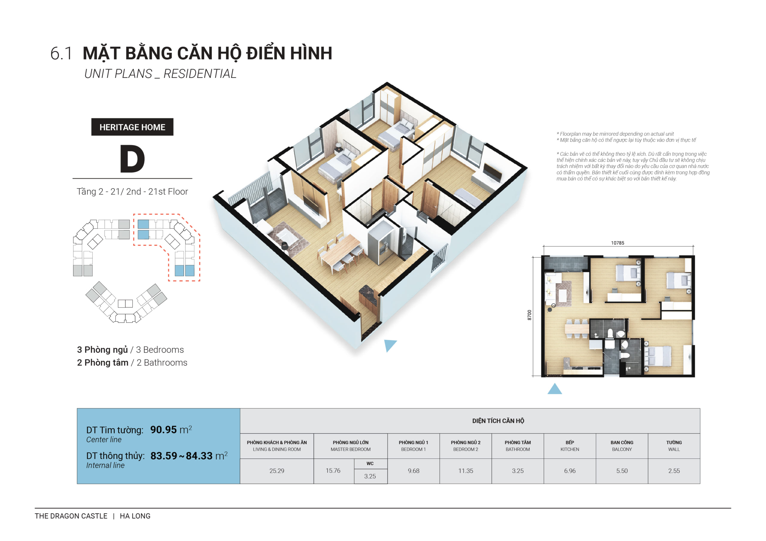 thiết kế căn 3 ngủ Chung cư Dragon Castle Hạ Long