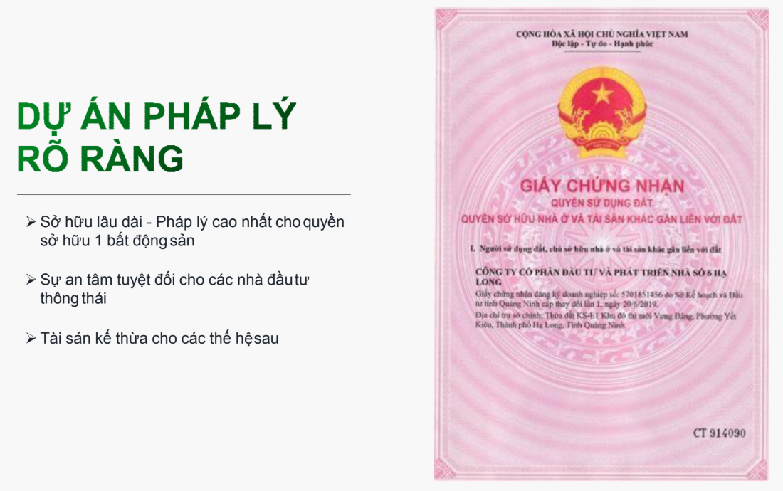 pháp lý sổ đỏ của dự án Green Diamond Hạ Long